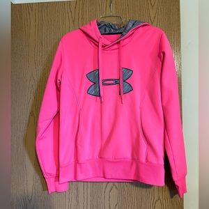 Pink Under Armour hoodie with gray hood